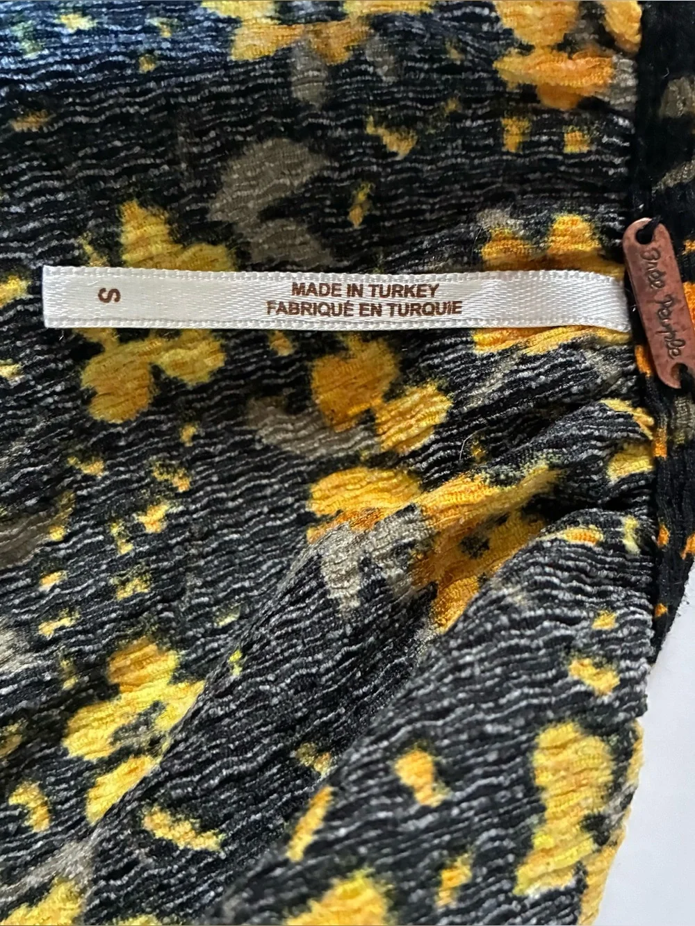 Free People Tiers of Joy Midi Dress Yellow Floral Print on Black Size Small